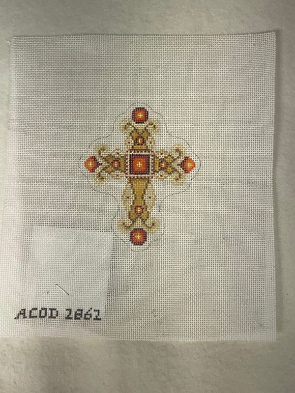 * A Collection of Designs 2862 Gold Cross Red Jewels For Cheap