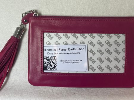 Planet Earth Lamb Skin Pouch with Tassel   Hot Pink For Cheap