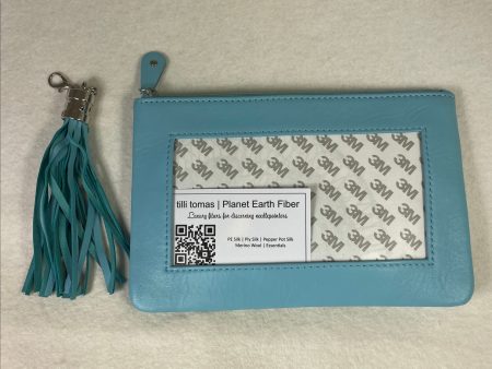 Planet Earth Lamb Skin Pouch with Tassel   Light Aqua Fashion